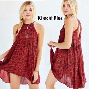 Kimchi Blue Red Sundress High-Low Backless Sleeveless